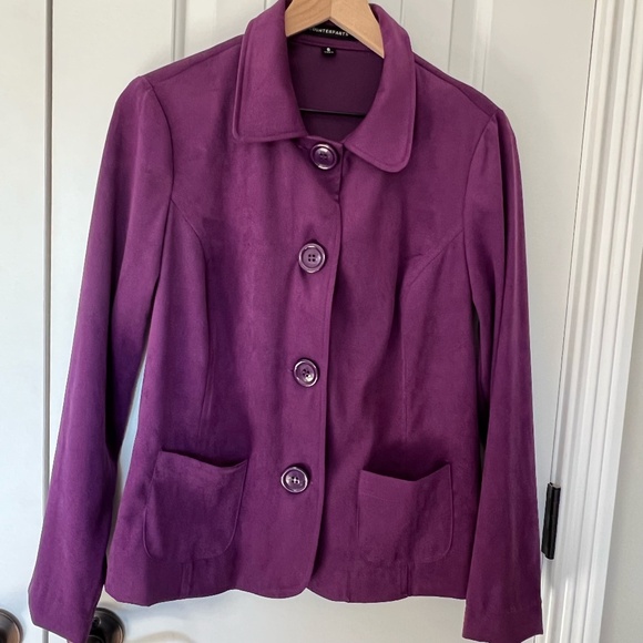 Counterparts Vintage Purple Blazer Jacket w. Large Buttons - Shoulder Pads S.6 - Picture 1 of 13